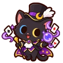 戴黑色礼帽、身旁有紫色魔法星星的黑猫演员